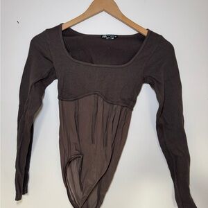 Zara Women's Brown Long Sleeve Top